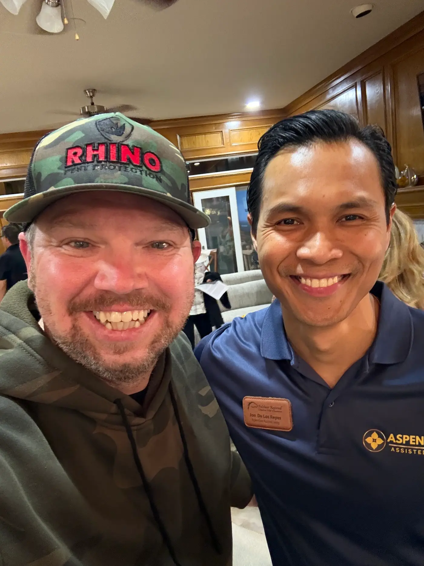 Gary Kirkowski of Rhino Pest Protection with Jon De Los Reyes of Aspen Cove Assisted Living