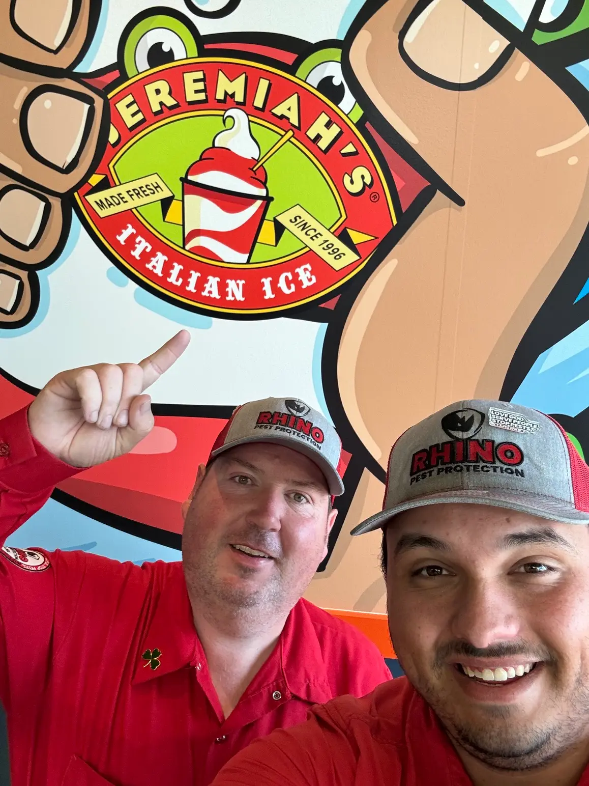 Rhino Pest Protection technicians at Jeremiah's Italian Ice in Fulshear, TX
